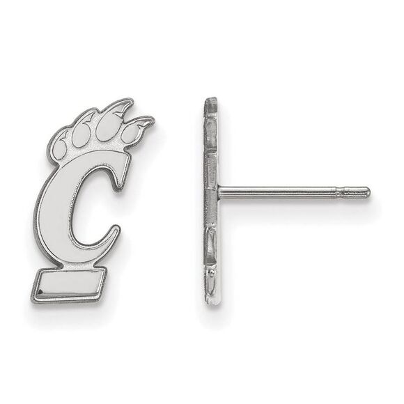 10k White Gold University of Cincinnati 'C' Small Post Earrings